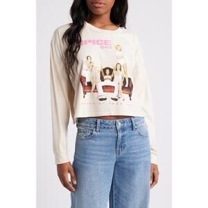 DAYDREAMER Spice Girls Spice Up Your Life Crop Merch Tee Long Sleeves Sz M Ecru